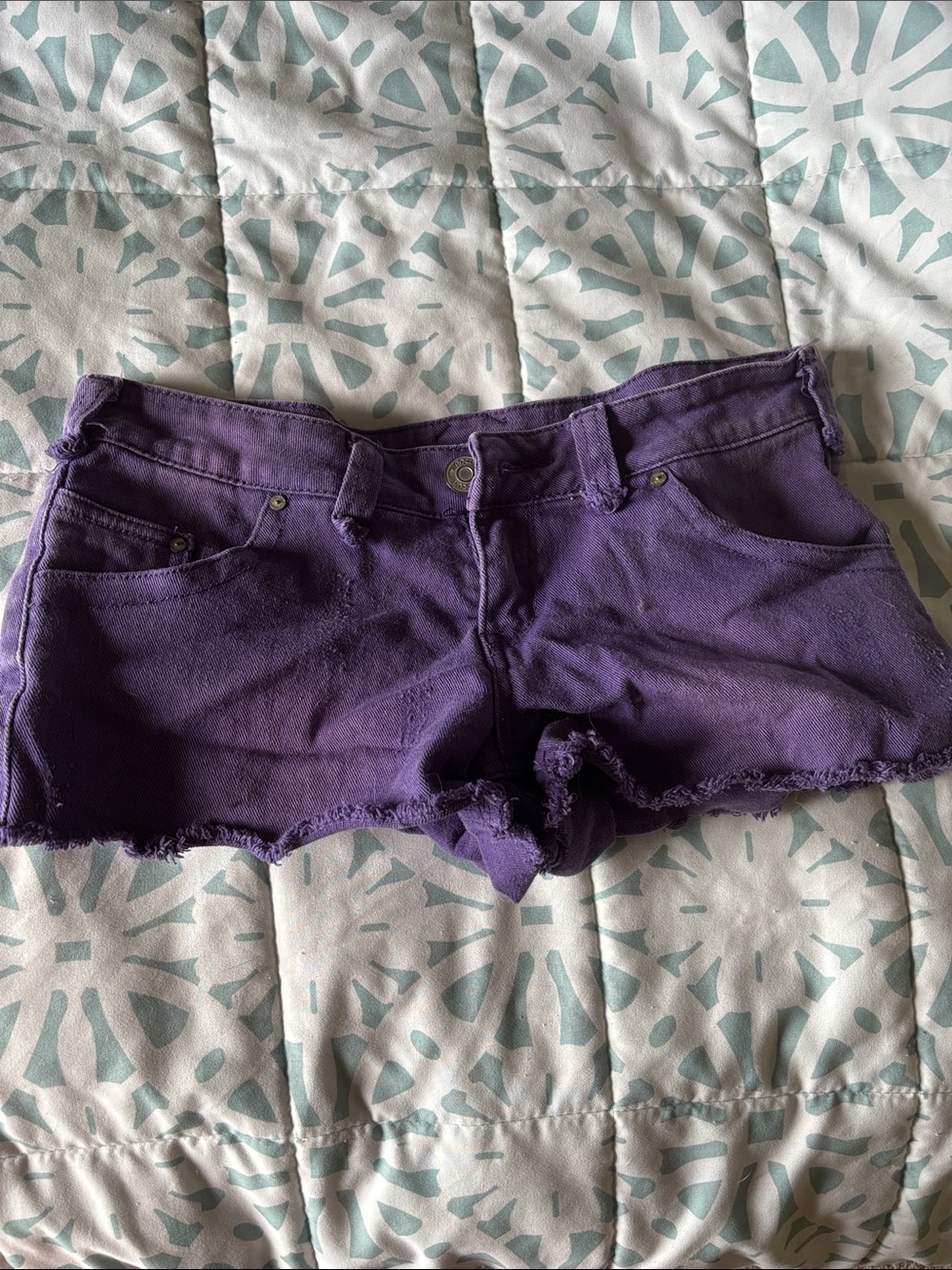 Purple Denim Cutoff Shorts